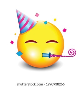 Cute Party Emoji Happy Face Birthday Stock Vector (Royalty Free ...