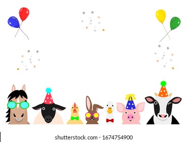 farm animals with party hats