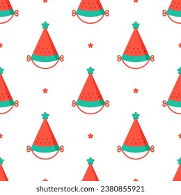 Cute Party hats seamless pattern on white background.