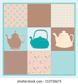 Cute party pattern with teapots vector