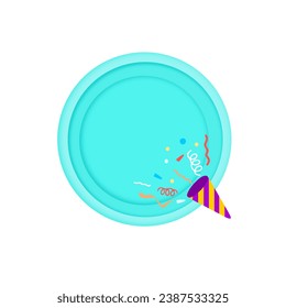 cute party popper confetti .Vector paper cut art illustration for promotion banners, headers, posters, stickers