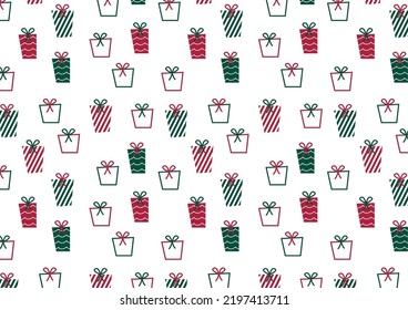 Cute party presents pattern. Gift box pattern background.