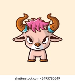 cute passion bull mascot vector