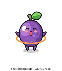 cute passion fruit cartoon is playing hula hoop , cute style design for t shirt, sticker, logo element