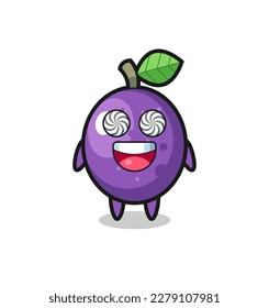 cute passion fruit character with hypnotized eyes , cute style design for t shirt, sticker, logo element