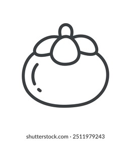 Cute passion fruit icon. Hand drawn monochrome illustration of a tropical fruit isolated on a white background. Vector 10 EPS.