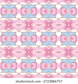 Padrão abstrato pastel bonito com simetria rosa suave e azul. Fundo decorativo divertido perfeito para abstrato, kawaii, pastel, padrão, temas de design.