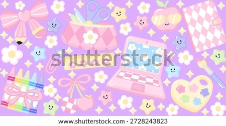 Cute pastel back to school seamless pattern background