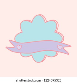 Cute pastel blue cloud emblem vector