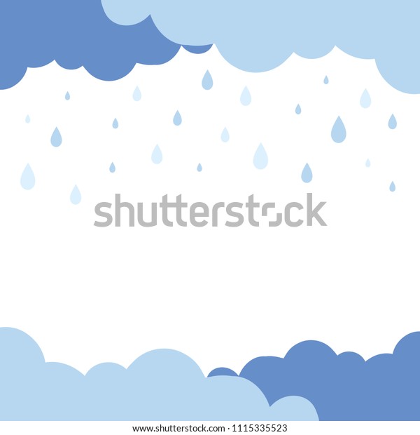 かわいいパステル青の曇りと雨の降る背景 ベクターイラスト のベクター画像素材 ロイヤリティフリー 1115335523