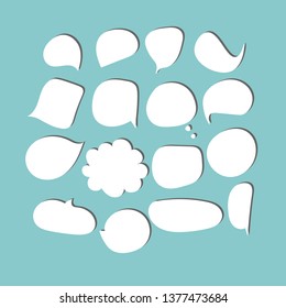 CUTE PASTEL BUBBLE SPEECH SET FOR TEXT, QUESTION, STICKER, THINKING, IDEA IN MODERN STYLE. GRAPHIC ILLUSTRATION VECTOR CAN USE FOR  ICON OR BACKGROUND