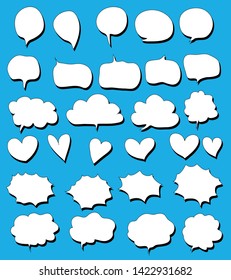 CUTE PASTEL BUBBLE SPEECH SET FOR TEXT, QUESTION, STICKER, THINKING, IDEA IN MODERN STYLE. GRAPHIC ILLUSTRATION VECTOR CAN USE FOR ICON OR BACKGROUND