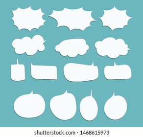 CUTE PASTEL BUBBLE SPEECH SET FOR TEXT, QUESTION, STICKER, THINKING, IDEA IN MODERN STYLE. GRAPHIC ILLUSTRATION VECTOR CAN USE FOR ICON OR BACKGROUND