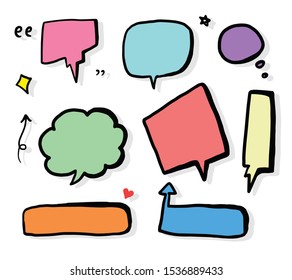 CUTE PASTEL BUBBLE SPEECH SET FOR TEXT, QUESTION, STICKER, THINKING, IDEA IN MODERN STYLE. GRAPHIC ILLUSTRATION VECTOR CAN USE FOR ICON OR BACKGROUND
