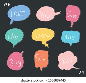 CUTE PASTEL BUBBLE SPEECH SET FOR TEXT, QUESTION, STICKER, THINKING, IDEA IN MODERN STYLE. GRAPHIC ILLUSTRATION VECTOR CAN USE FOR ICON OR BACKGROUND