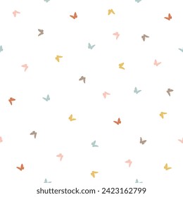 Cute pastel Butterfly seamless pattern on white background. Cute design for scrapbooking, decoration, cards, paper goods, background, wallpaper, wrapping, fabric and more. Vector Illustration