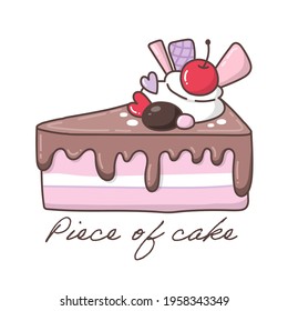 Cute pastel cake cartoon vector