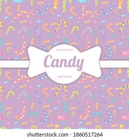 Cute pastel candy sweet desserts seamless pattern with different types Premium Vector