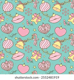 Bonito Pastel Natal sem costura padrão decorativo Ornamento doodle mão desenhada isolada no fundo