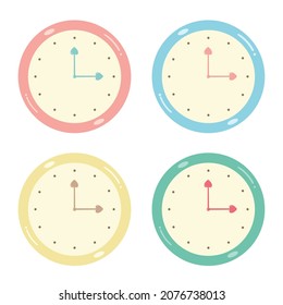 Cute Pastel Clock Set con manos en forma de corazón