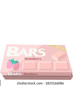 Cute Pastel Color Korean Style Strawberry Flavour Chocolate Bar with the Translation: Strawberry Flavour