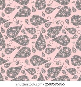 Cute pastel color pattern with paisley water drop shape.