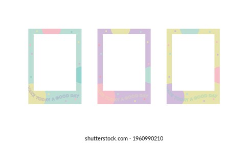 Cute Pastel Color Photo Frame Frame Illustration Set.