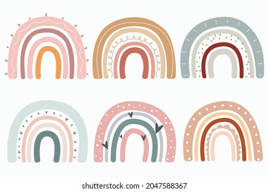 Cute pastel color rainbows collection