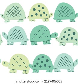 Cute Pastel Color Turtle Illustration Seamless Pattern for Baby clothes 