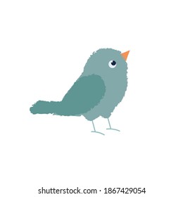a cute pastel colored cartoon bird isolated on white background. Vector illustration