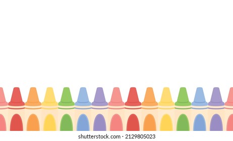 Cute pastel colored crayons bottom border seamless pattern background. Flat vector illustration. Back to school concept.