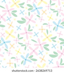 Cute pastel colored flower vector background.