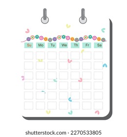 Cute pastel colorful blank Calendar template 