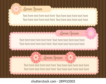 cute pastel colorful flower text dialog box or text label or tag or card for info graphic or story background template