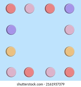 Cute pastel colorful polka dot background pattern frame