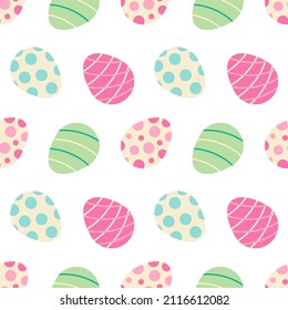 Cute pastel colors decorated easter eggs vector seamless pattern background for Easter design.