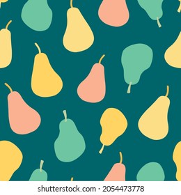 Cute Pastel colours Pears seamless design. Perfect for baby, kids, young children fashion, textiles and accessories. Great for pear related food or drinks packaging.