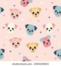 cute pastel dog pattern fabric character