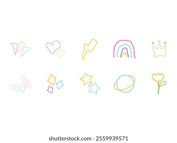 Cute Pastel Doodle Element Set