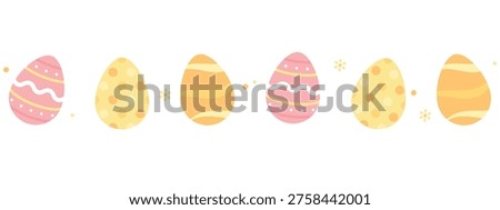 Cute pastel Easter eggs seamless pattern border. Flat design illustration.