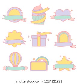 Conjunto de vetores de emblemas pastel bonito