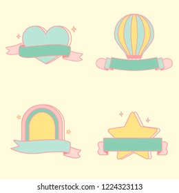 Cute pastel emblems vector set