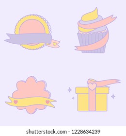 Cute pastel emblems vector set
