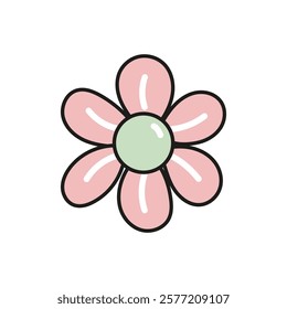 Cute pastel flower doodle and flat illustration for eco and nature themes

