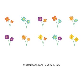 Cute Pastel Flower Element Set