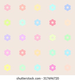 cute pastel flower polka dot seamless background