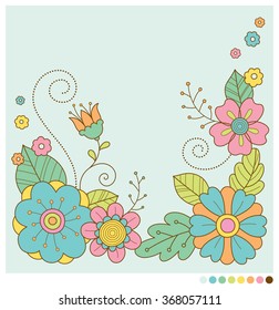 Cute pastel flowers design elements vector illustration