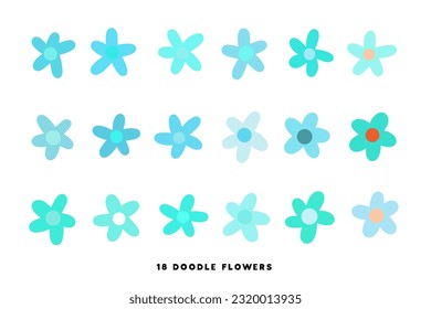 Cute pastel flowers with no stem isolated on white background. Vector Illustration. EPS 10. 