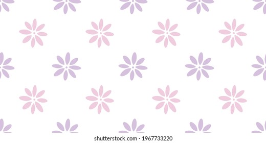 Cute pastel flowers seamless repeat pattern vector background, repeating wallpaper.
