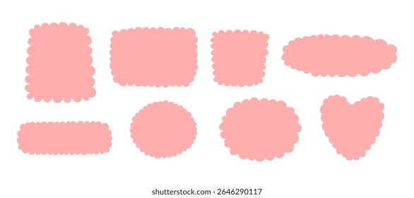 Cute pastel frames and wavy shapes in soft pink color – perfect for party invitations, greeting cards, and kids' printables.